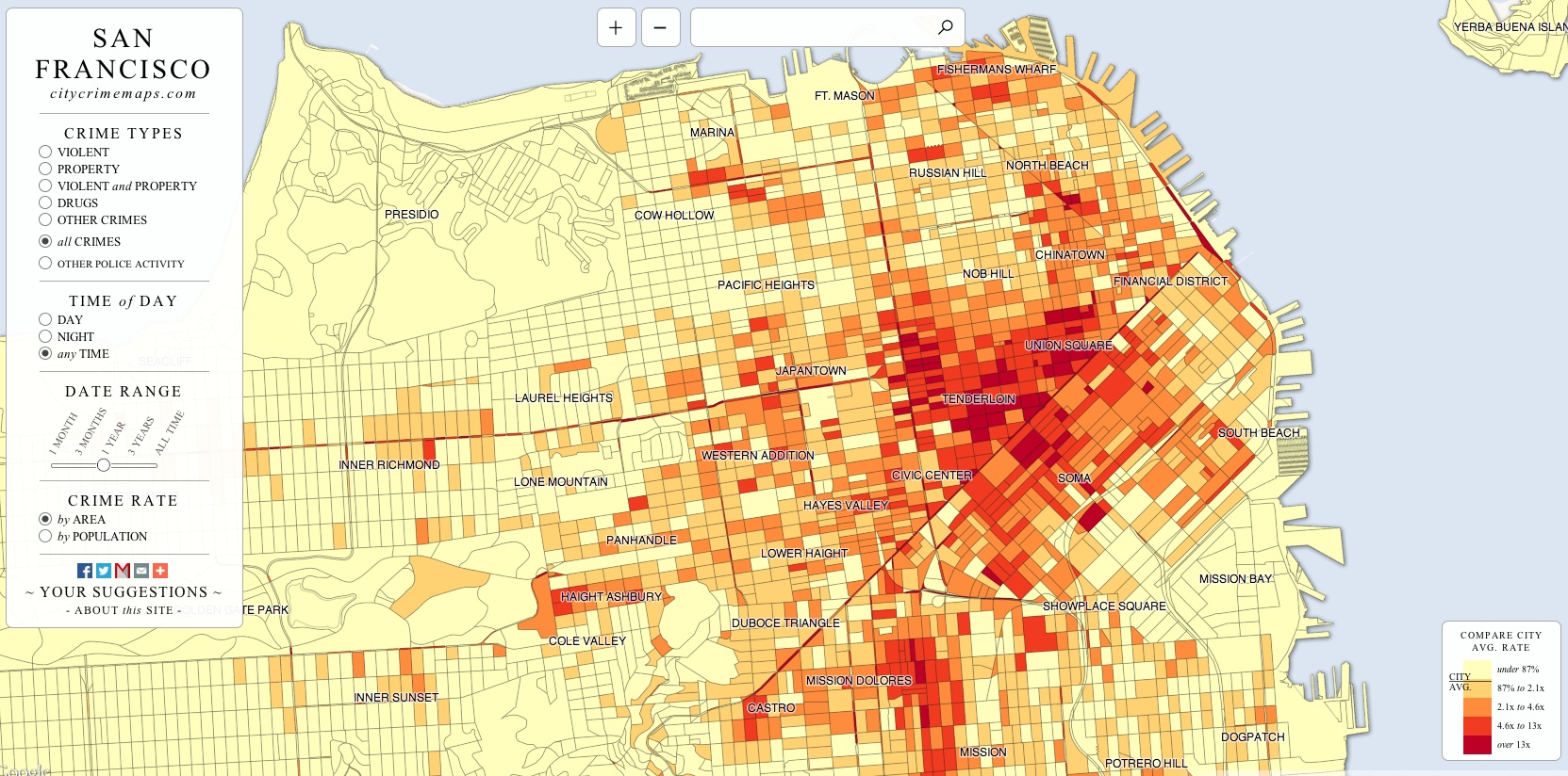 San Francisco Drug Dealing, Violent and Property Crimes…All In One Map the ...