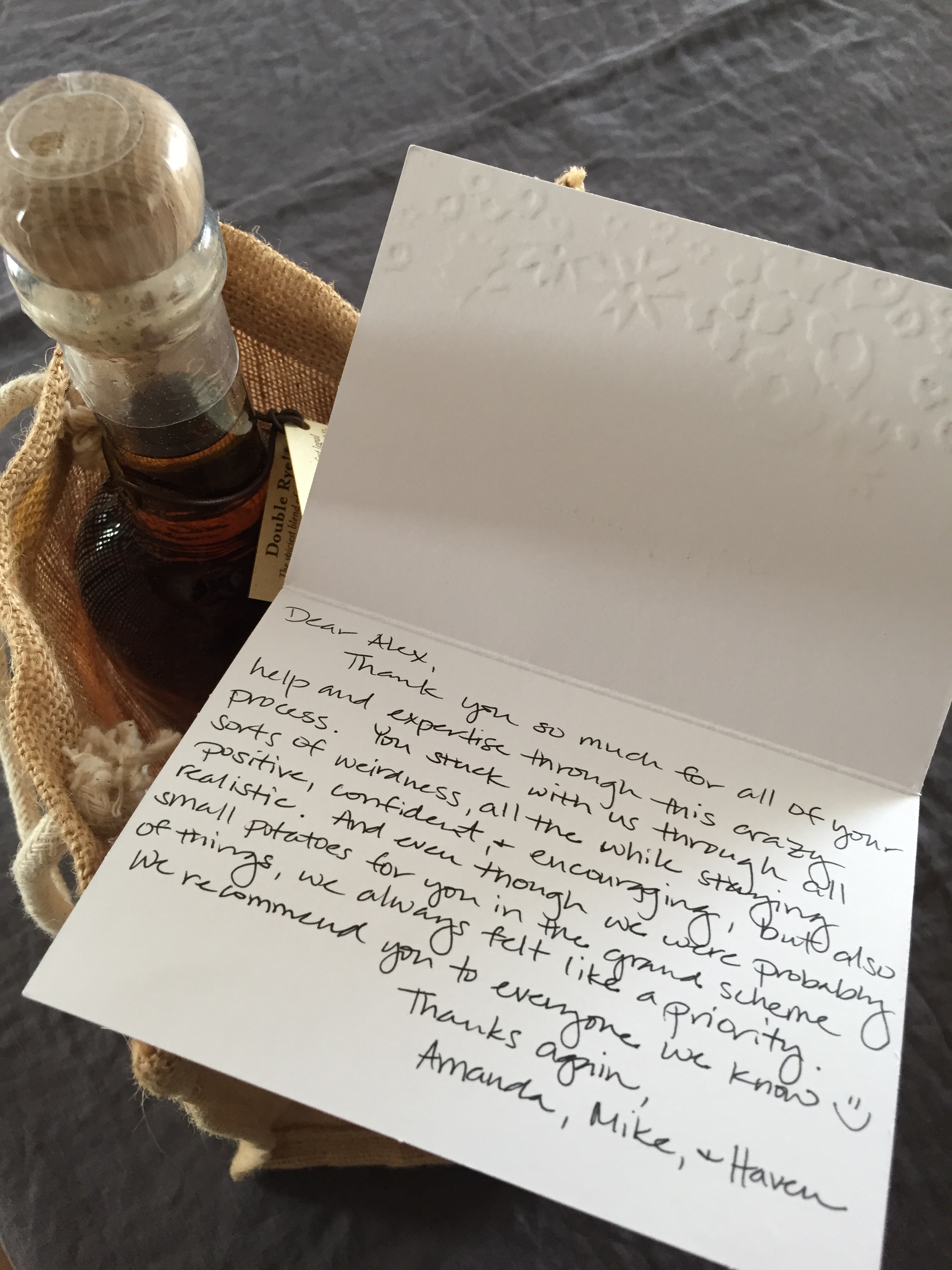 Kind Words And A Bottle Of High West