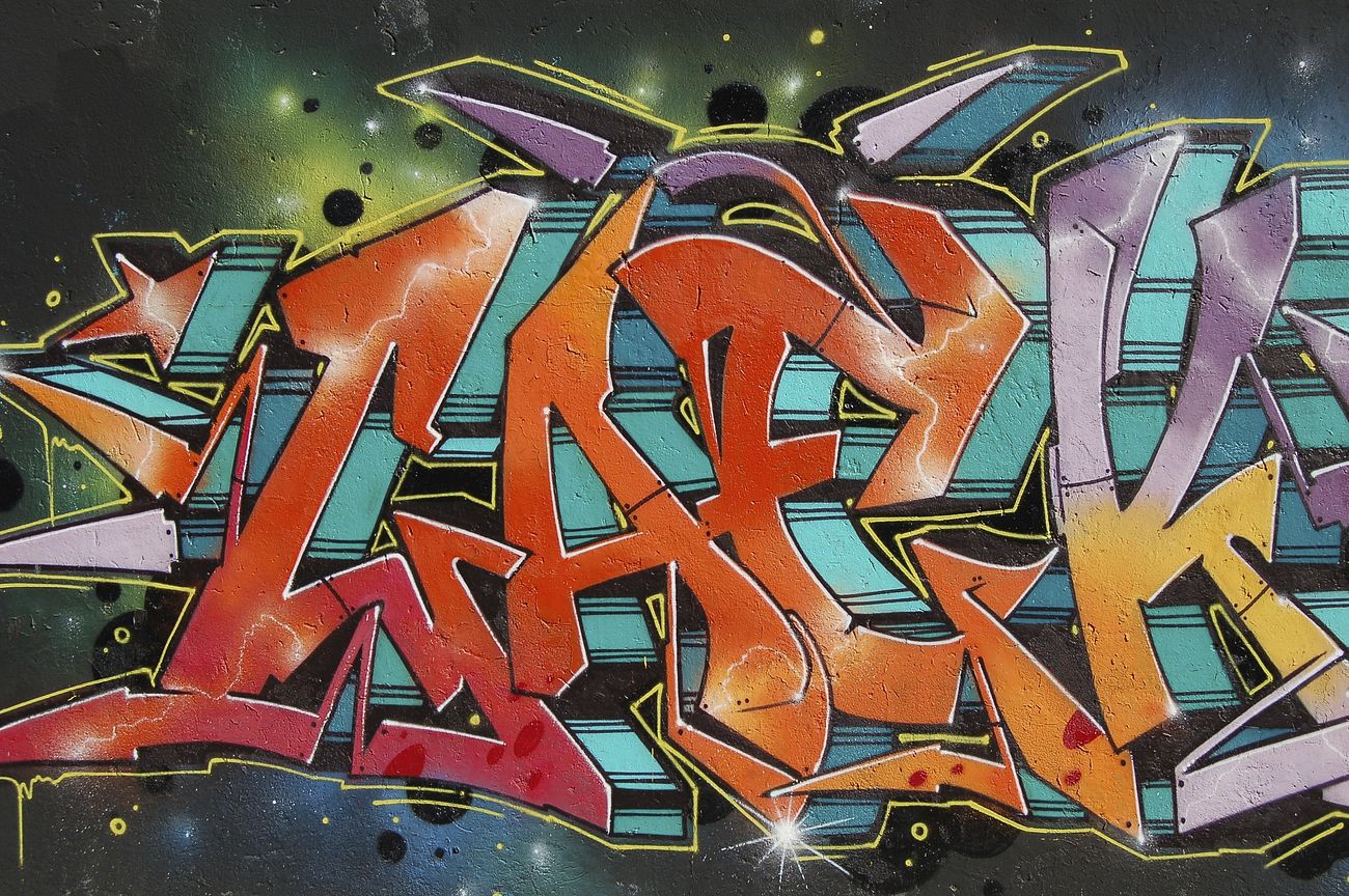 Colorful graffiti with spacey background