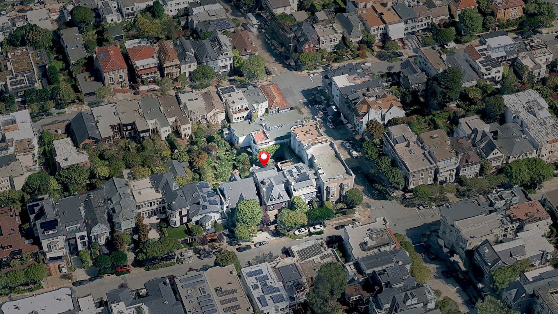 Aeirial view of 2512 Union St, San Francisco, CA 94123