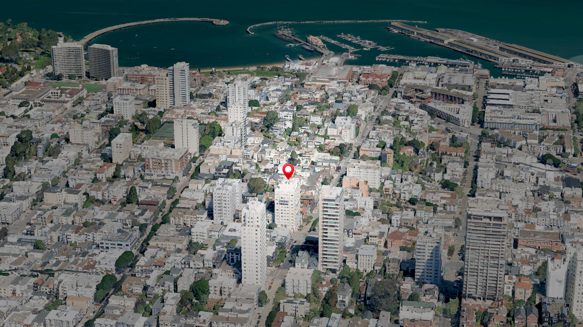 Aerial view of 1100 Union St #1000, San Francisco, CA 94109