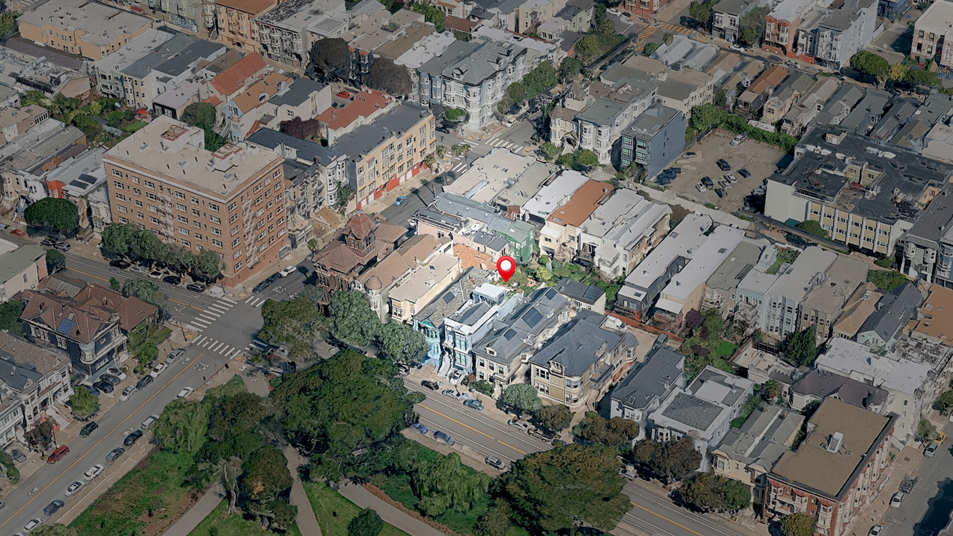 Aerial view of 1164 Fulton St, San Francisco, CA 94117