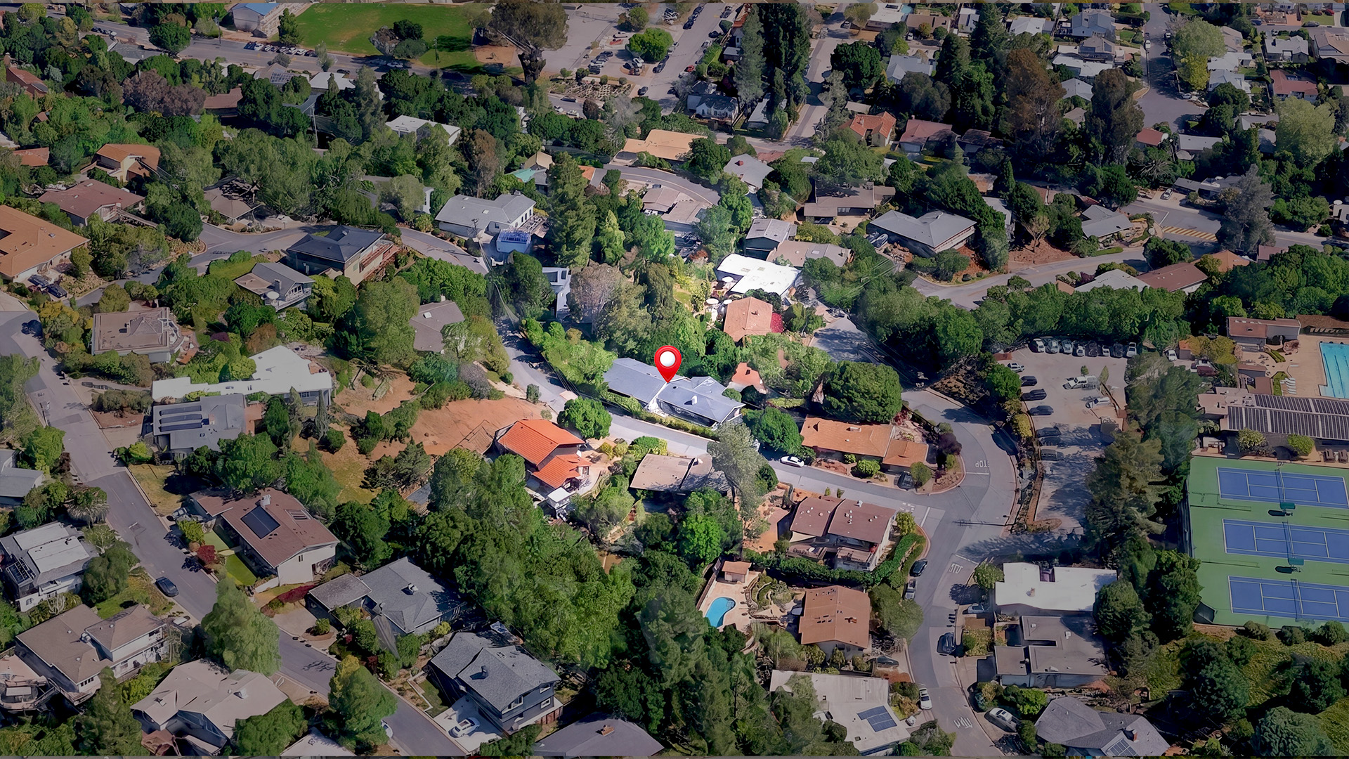 Aerial view of 12 Longwood Drive, San Rafael, CA 94901